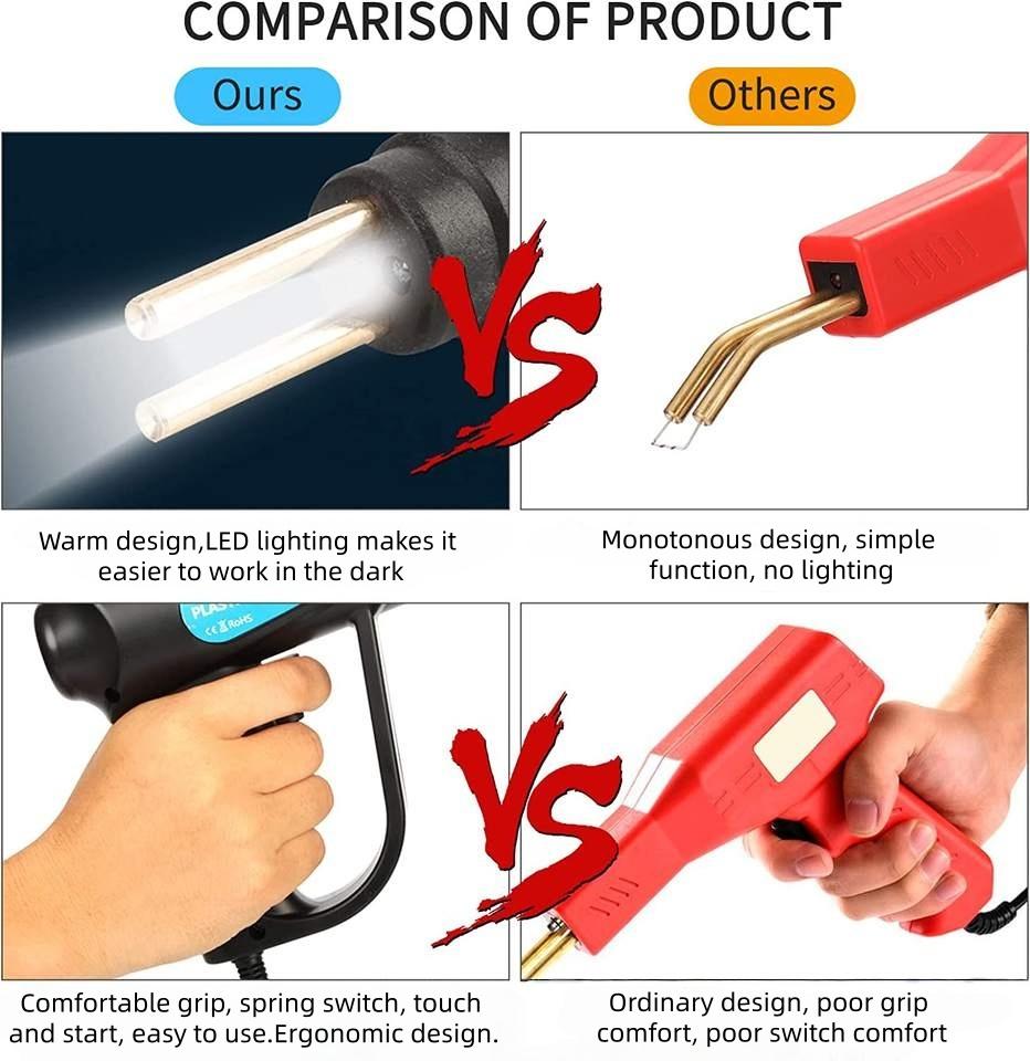 70W Plastic Welding Machine Kit Hot Stapler Welding Machine Car Bumper Repair Kit with 4 Types Staples for Bumper/Kayak/Plastic Product Repairs