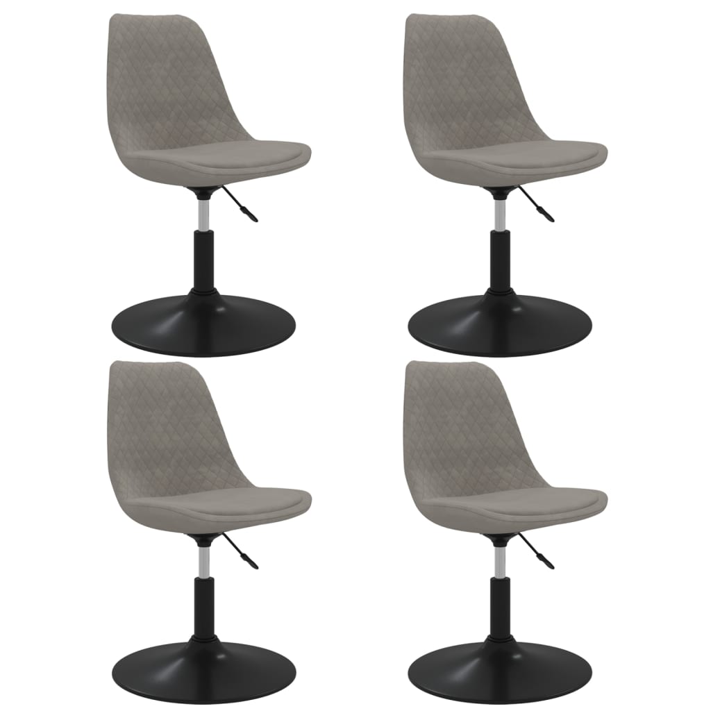Dining Room Chairs 4 pcs Swivel Light Grey Velvet