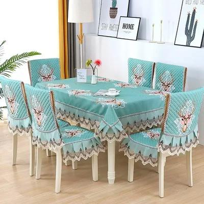 Light Luxury Wave Lace Chair Cover Thickened Dining Table Cloth Cushion European Style Large Flower Table Cloth Chair Cover