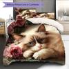 Ragdoll Cat and Rose Pattern Bedding Home Decoration Birthday Gift (1 * Duvet Cover + 2 * Pillowcase, Without Core)
