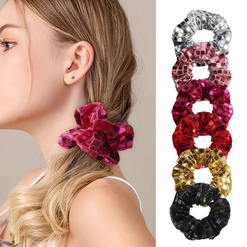 Pailletten Große Scrunchies Haarband Für Frauen Glitzerkugel Party Pferdeschwanzhalter Haargummis Mädchen Accessoires