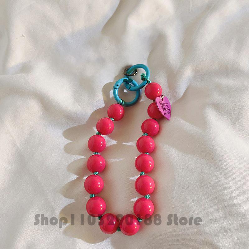 

Korean Cute Colorful Love Heart Bead Phone Chain Pendant Charm Strap Cord For iPhone Samsung Bag Keychain Lanyard Hanging Rope