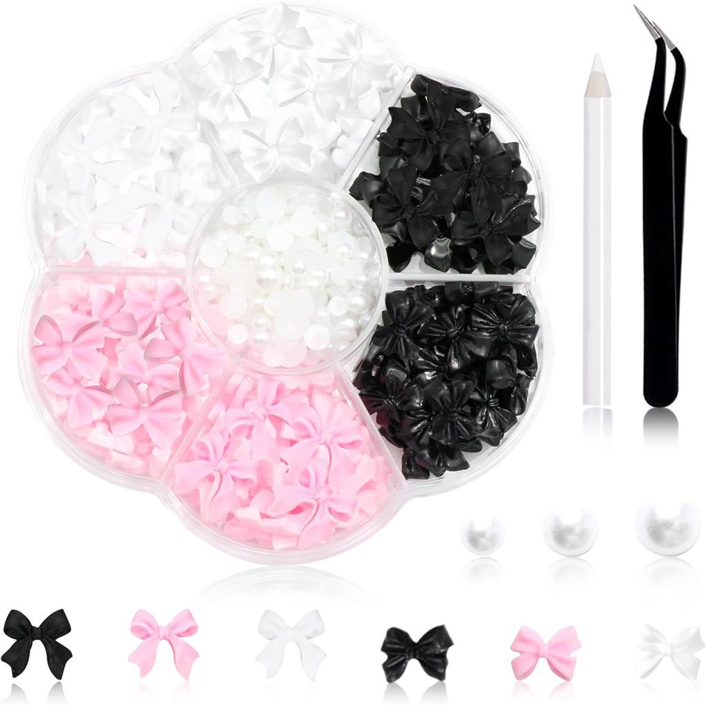 Christmas Velvet Red White Resin Bow New Year'S Nail Art Jewelry Mixed Set Accessories