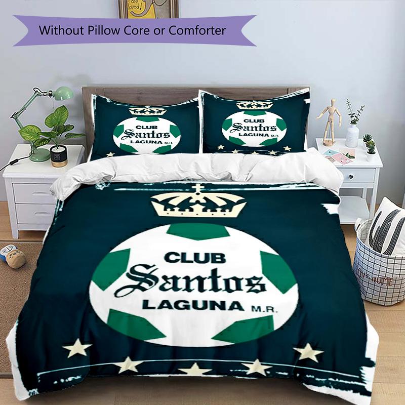 3pcs Duvet Cover Set (1*Duvet Cover + 2*Pillowcase, Without Core), Club Santos Laguna Print Bedding Set, Bedroom Decor, All‑Season, Birthday Gift