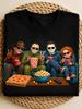Spooky Movie Night Graphic Tee, Funny Horror Fan Shirt, Retro Halloween T-Shirt, Casual Short Sleeve Gift for Horror Lovers