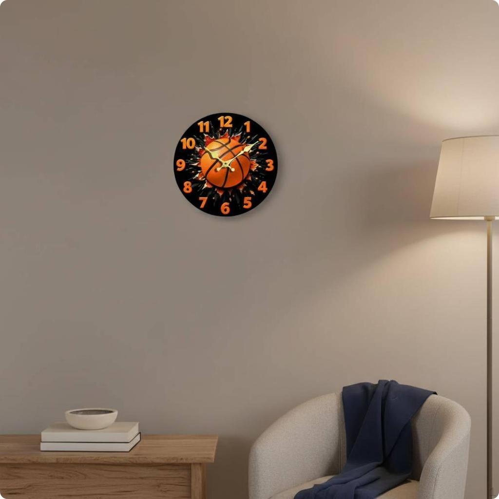 Sports Themed Wall Clock Silent NonTicking 3D Ball Precision Movement House Decoration for