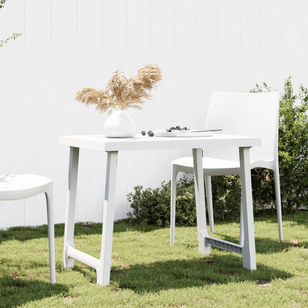 Camping Table White 79 X 56 X 64 Cm PP Wood Grain Finish