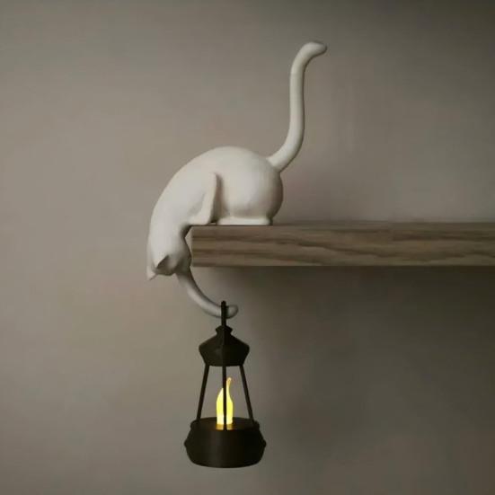 Cute Cat Key Holder 3D Printed Cat Figurine Kitty Paw Key Hanger for Wall Shelf Entryway Tabletop Decor