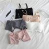 Ribbed Strapless Cotton Camisole with Chest Pad and Hook Closure