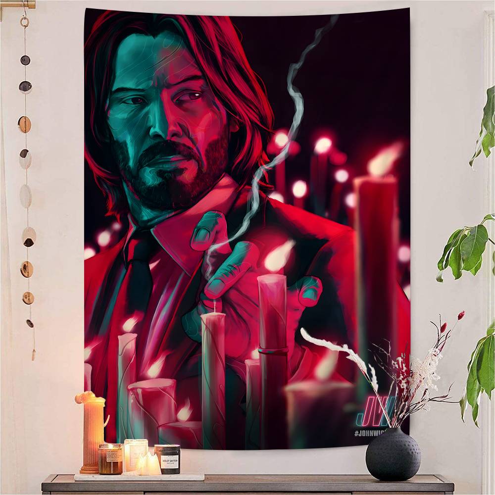 Classic Movie John Wick Quote Colorful Tapestry Wall Hanging Bohemian Wall Tapestries Mandala Wall Hanging Sheets