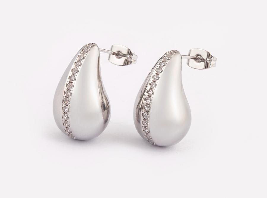 Nidin Classic High Quality Water Drop Shape Gold/Silver Color Women Girls Fashion Zircon Earrings Wedding Jewelry New Year Gift