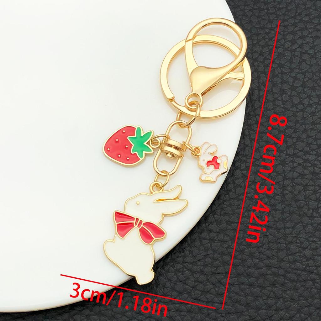 Cartoon Mid-Autumn Pink Bow Rabbit Keychain Pendant