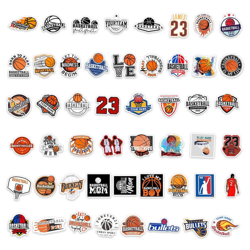 50 Waterproof Basketball Cartoon Graffiti Stickers for Notebooks, Suitcases, Scooters, Guitars, and Water Bottles