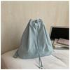 Schoolbag Korean ins Simple Couple Bag Large Capacity Bucket School Bag Nylon Backpack Drawstring Strap One Shoulder Crossbody Bag