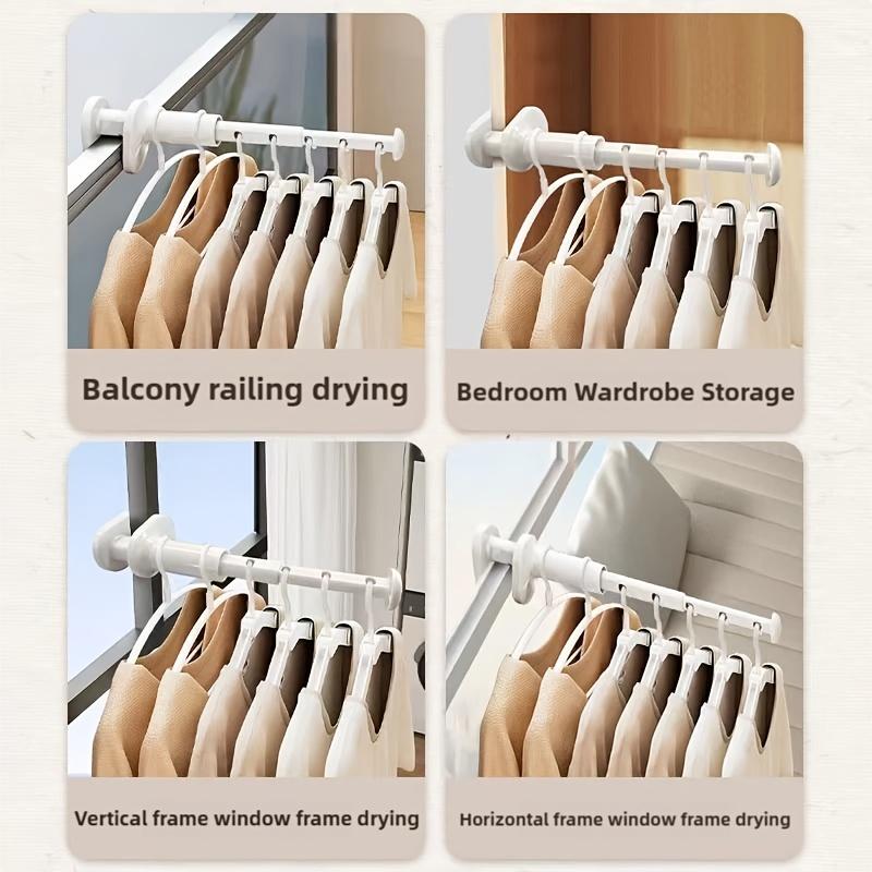 Folding Clothes Drying Rack Window Clothes Rack Foldable Clothes Hanger Drying Rack Rod for Hotel Suitable for Travel