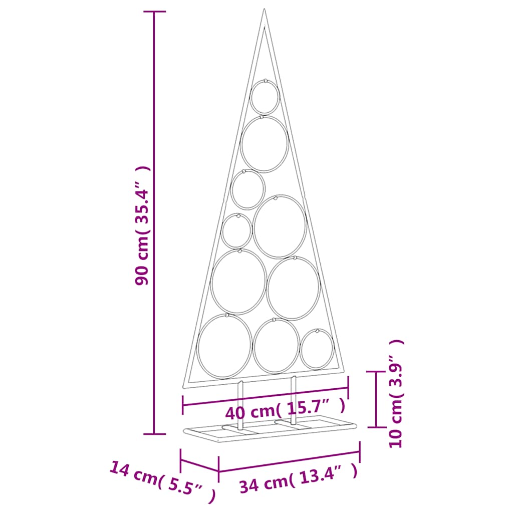 Metal Christmas Tree for Decorations Black 90 cm