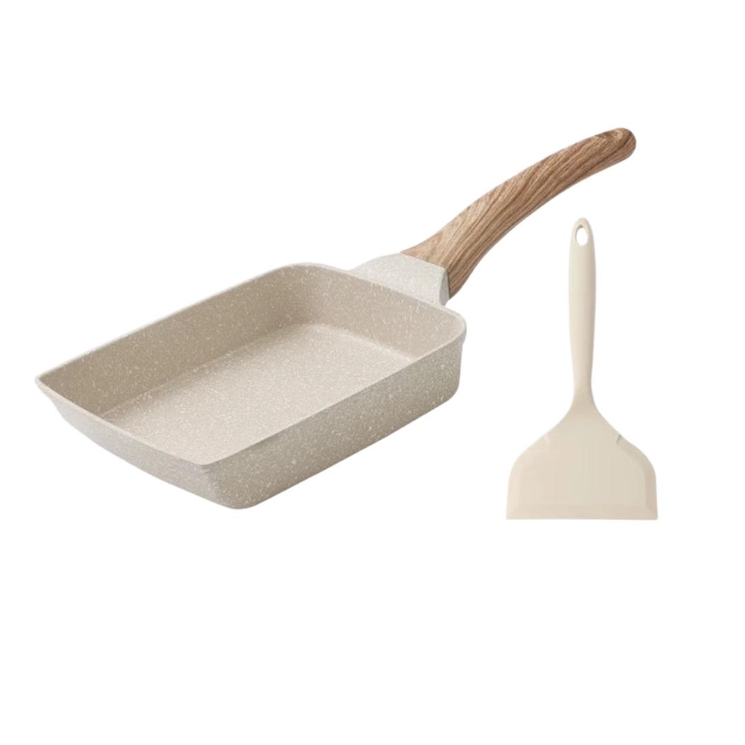 Carote Beige Non-Stick Frying Pan, Flat Bottom Pan, Non-Stick Pan, Breakfast Pan, Tamagoyaki Pan, Steak Pan, Pancake Pan, Fried Egg Maker