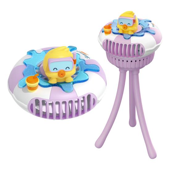 

Stroller Fan Built-in Large Battery USB Fast Charging 5 Wind Speeds Cartoon Animal Swim Ring Design Portable Cooling Fan фиолетовый