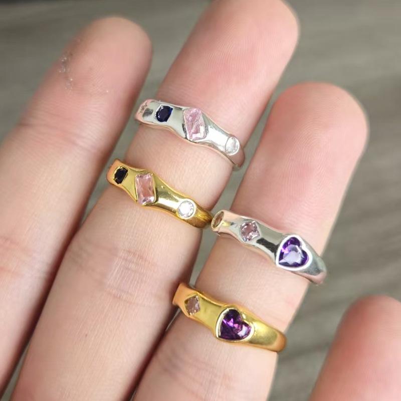 

Colorful Love Ring Women s Korean Edition Fashion Personalized Sweet Open Mouth Rings opening adjustable золотий