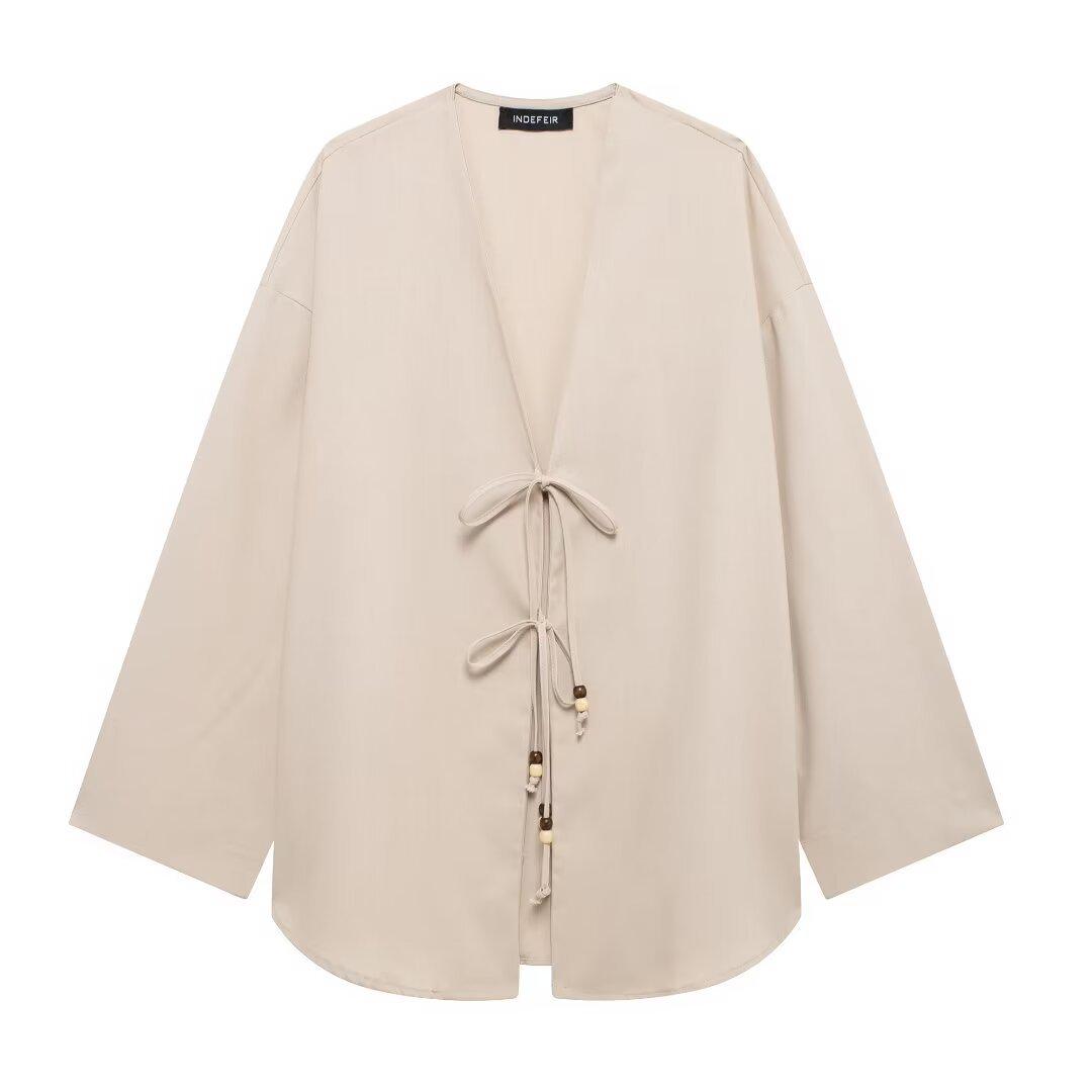 

Летний женский повседневный комплект из хлопка и льна: куртка-кимоно и брюки Medium