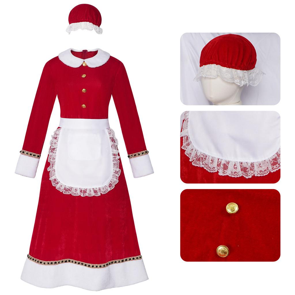 Christmas Cosplay Dress With Velvet Fabric For Anime And Fantasy Party Wear