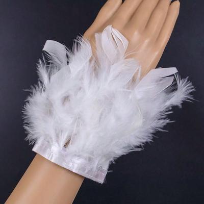 A Bohemian Style Women's Artificial Feather Bracelet - Elegant, Charming, Gorgeous, and Fashionable Women's Hook and Loop Wrist Accessory