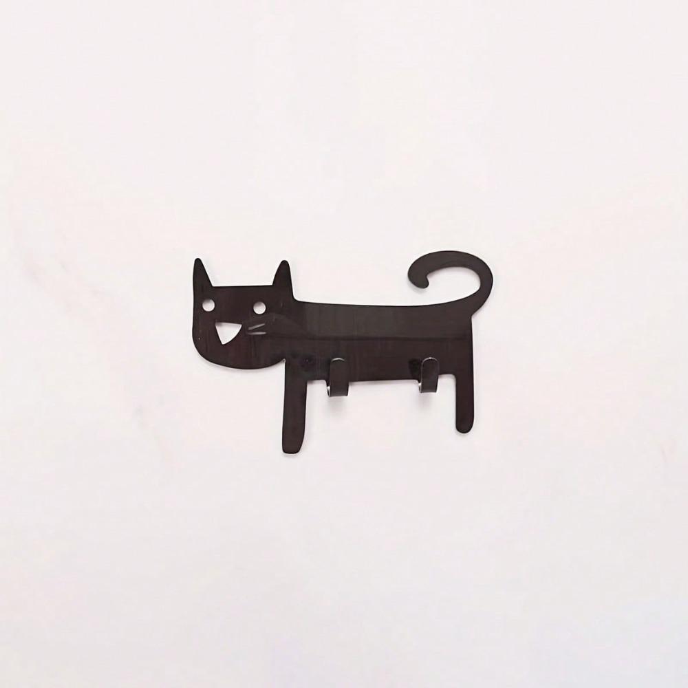 Stainless Steel Smiling Cat Wall Hooks for Kitchen Bathroom Bedroom Door Fridge Storage Organizer