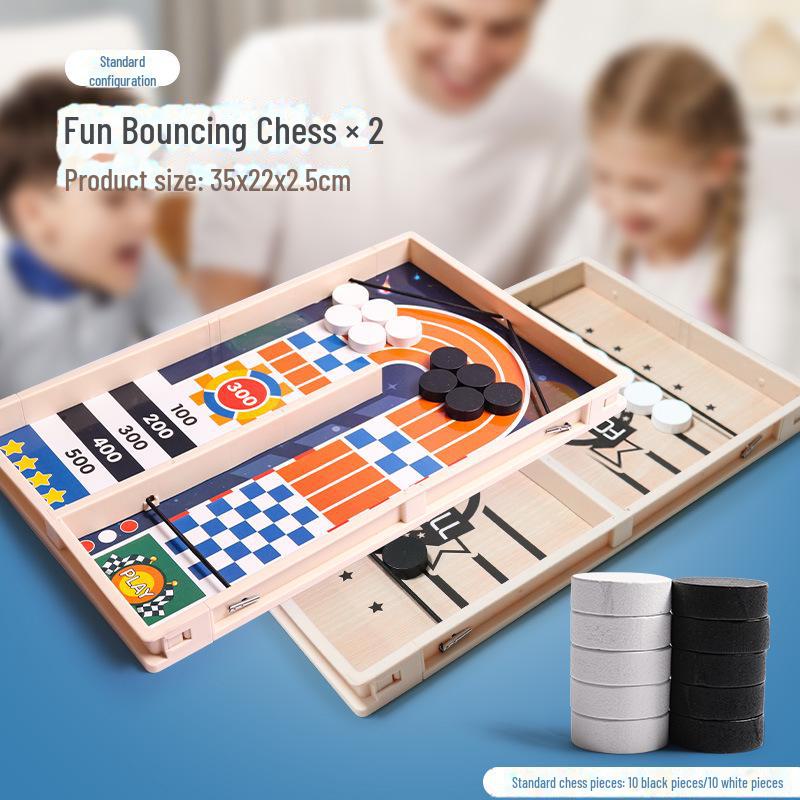 Douyin Bounce Chess: Parent-Child Interactive Wooden Bullet Beads Ejection Toy