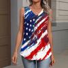 V-Neck Tank Top Women Print Tank Tee Casual Loose Fit Sleeveless Shirt
