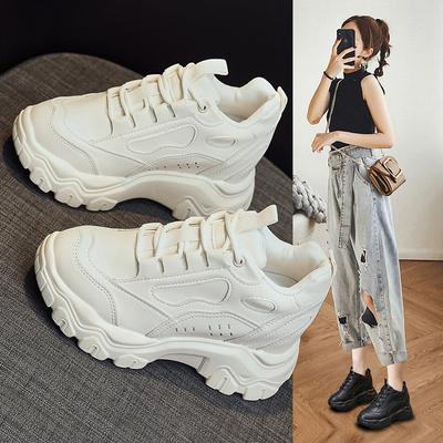 Dames lente en herfst 2025 nieuwe dad shoes met interne hoogteverhoging, kleine 9cm sportschoenen met dikke zool en vrijetijdsschoenen, enkele schoenen