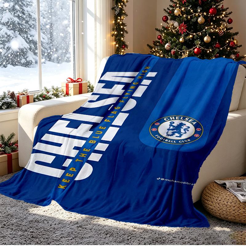 Football club.C Pattern Blanket for Home Decoration, Bed, Sofa, Car Travel, Camping, Suitable for All Seasons, Birthday Christmas Gift