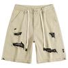 Ripped Denim Shorts Men's Summer American-washed Pants Loose Straight Five-point Pants