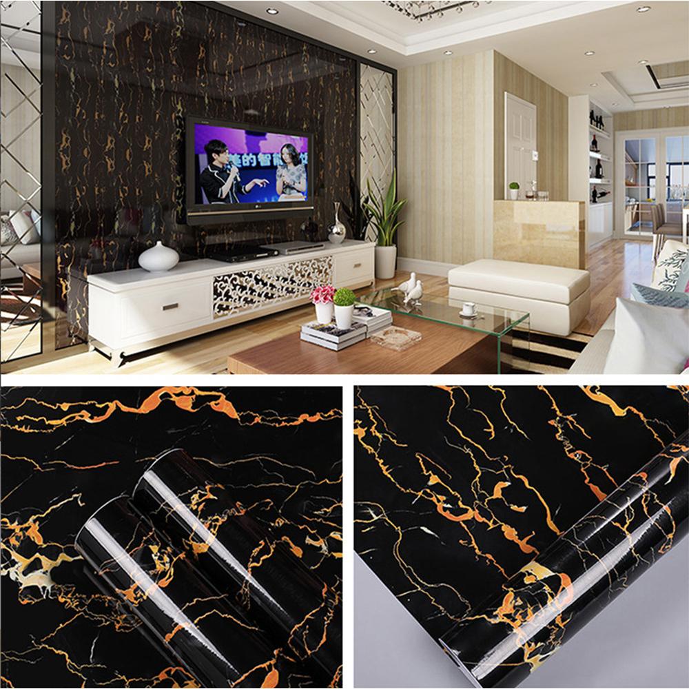 PVC Thickened Waterproof And Oil-proof Marble Wallpaper Self-adhesive Sticker Bathroom Cabinet Cooktop Desktop Decorative Film