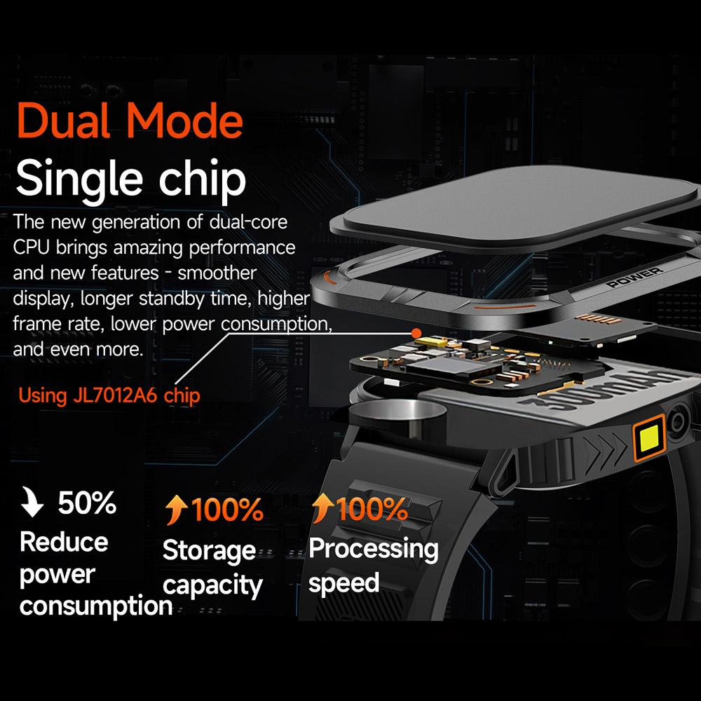 ZW69 AMOLED Screen Smart Watch Dafit App Health Monitor Waterproof Sports Watch with Flashlight