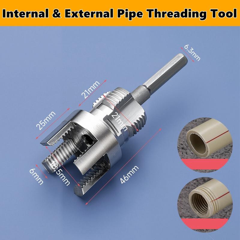 Integrated Internal External Pipe Threading Tool (3/4"),Hex Shank Die Pipe Threader Cutting Tool Universal Wire Cutting Tool