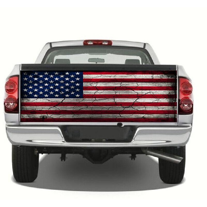 Bold Red White American Flag Print Rear Graphic Decal Sticker For Trucks And Suvs