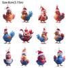 2D Christmas Rooster Ornament Cartoon Car Chicken Pendants Flat Rooster Pendant  Party Supplies