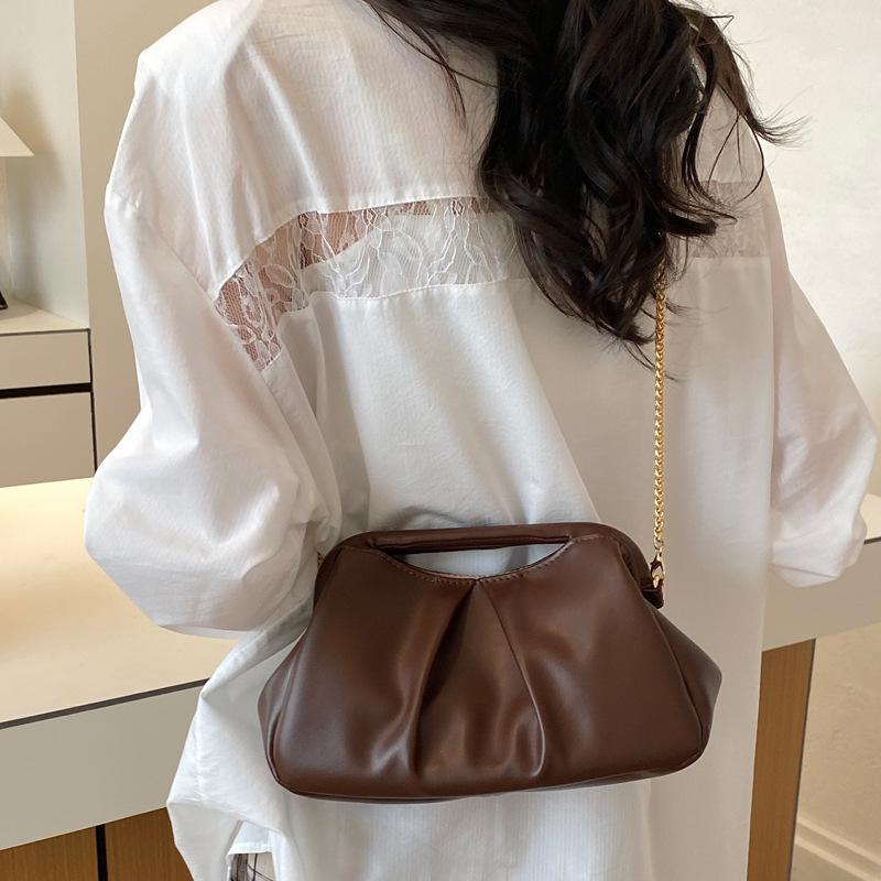 Design compatto, Borsa di grande capacità, Borsa a tracolla da donna plissettata con catena, Borsa a spalla sotto il braccio