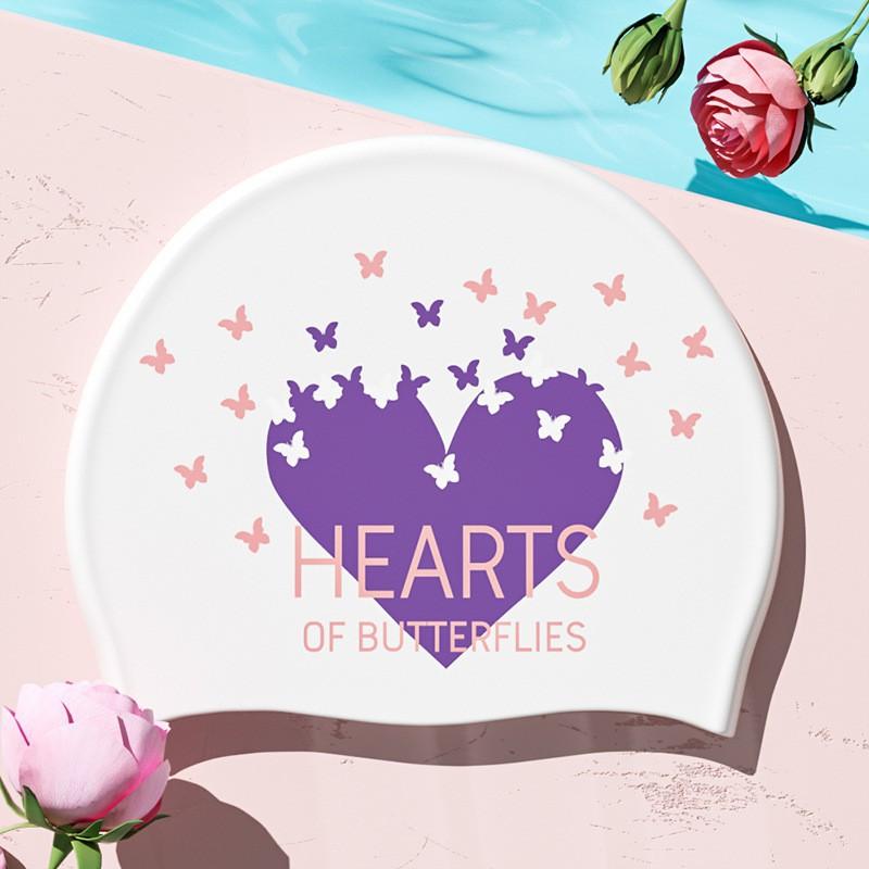 Silicone Swimming Cap Adult Women s Fashion Printed Waterproof With Enlarged Head Diving Equipment