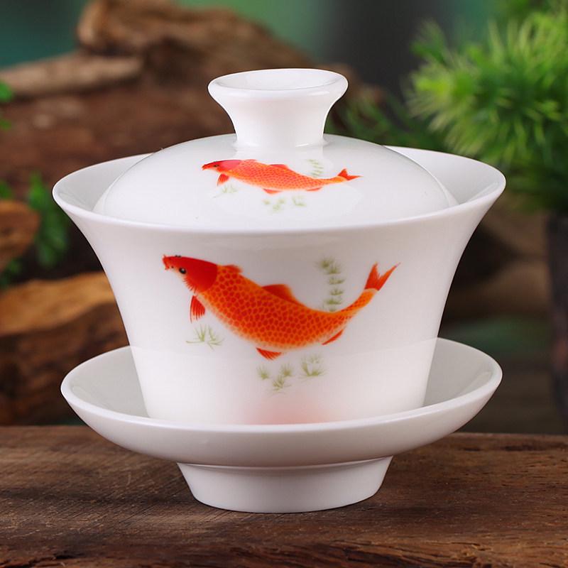 Gaiwan Teacup Set: Blue and White Ceramic with Lid, 120ml Capacity