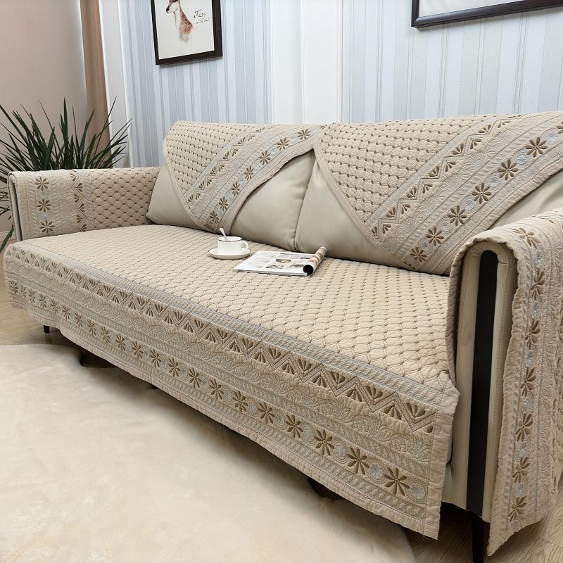 

New Cotton Sofa Mat Modern Minimalist Living Room Decoration Backrest Cover Cloth Thickened Dustproof Embroidered Anti Slip High Quality Sofa Towel 90x90cm 1pcs