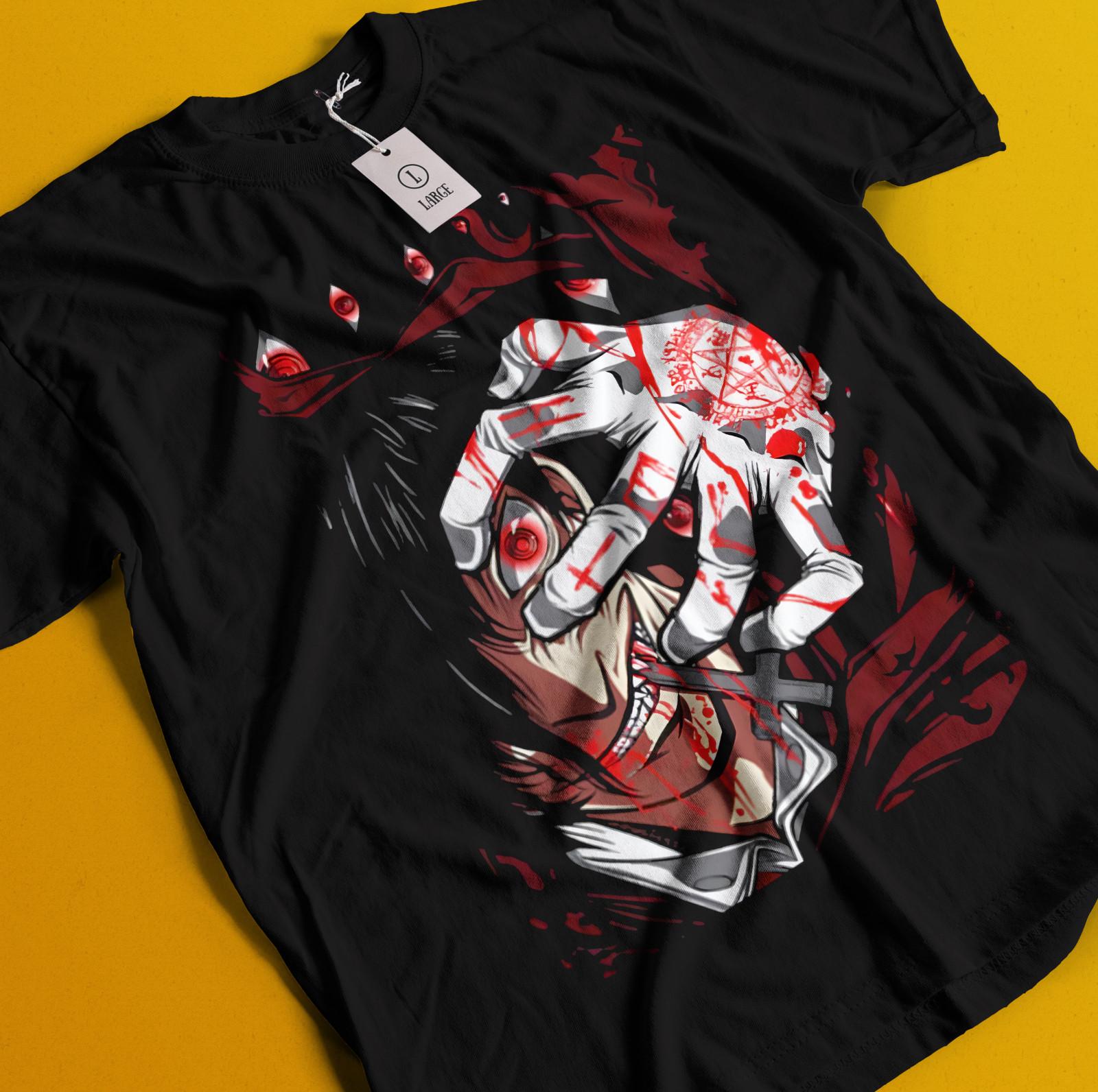 Hellsing Shirt Alucard Tshirt Seras Victoria T-Shirt Mens Womens Tees Top Vampire Tee Anime Dracula L