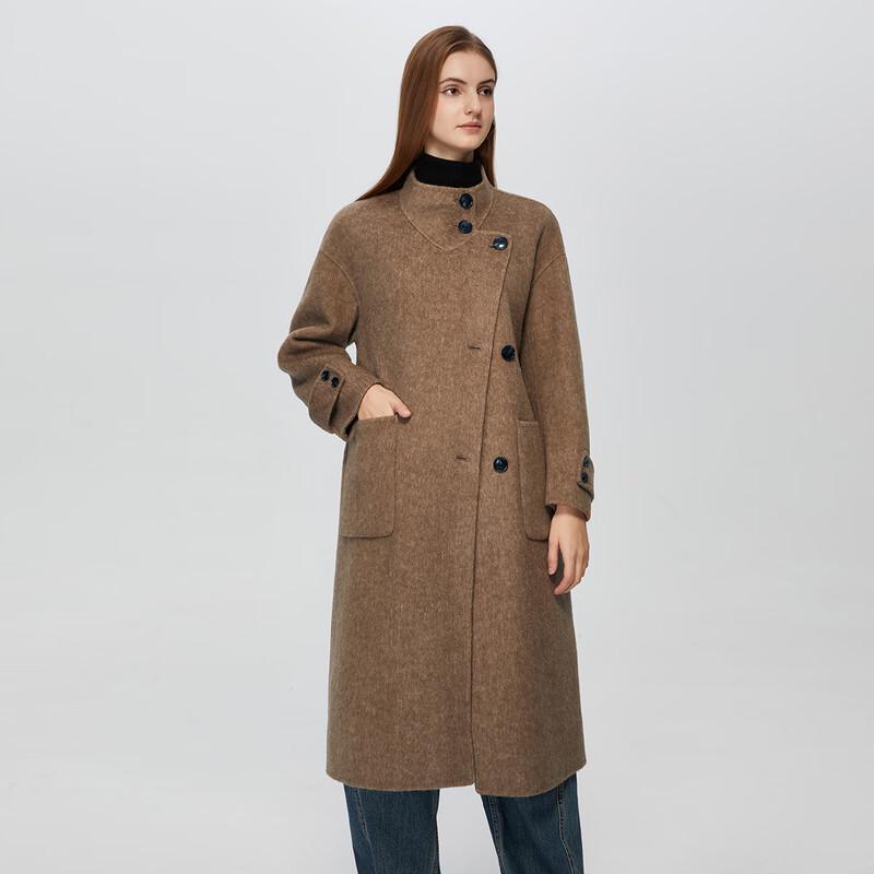 Shetu Women's Winter Mid-Length Double-Faced Wool Coat