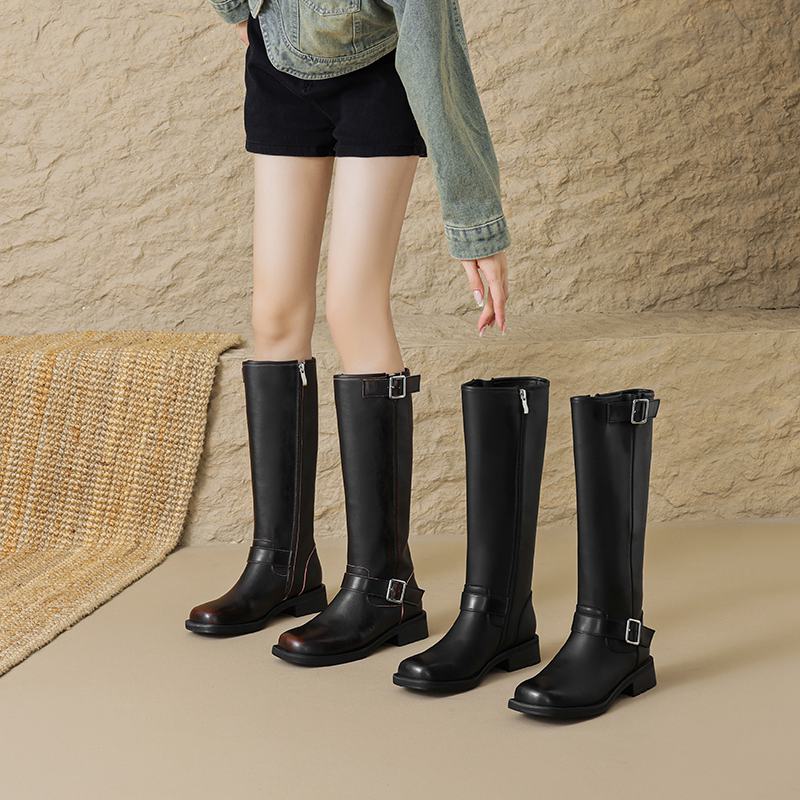 Krazing Pot Зимние сапоги для верховой езды из коровьей кожи с квадратным носком — фото 14