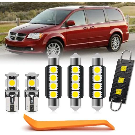 

nsautolighting 11pcs Interior LED Lights Bulb Kit for Dodge Grand Caravan 2008 2009 2010 2011 2012 2013 2014 2015 2016 2017 2018 2019 Map Dome Door