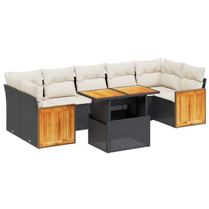 VidaXL Salon de Jardin avec Coussins 8 pcs, Canapés de Terrasse, Ensemble de Meubles de Patio, Mobilier d'Extérieur, Noir 3273870
