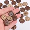 50pcs Carved Brown Round Coconut Wood Buttons for Sewing DIY Crafts