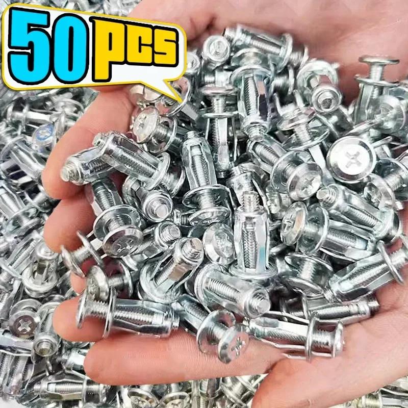 50 ks Sada kovových matic s hmoždinkami Různý kit nástěnných kotev pro sádrokarton - Expanzní maticové upevňovací prvky se šrouby - Hmoždinky M4 M5 M6 Amagi