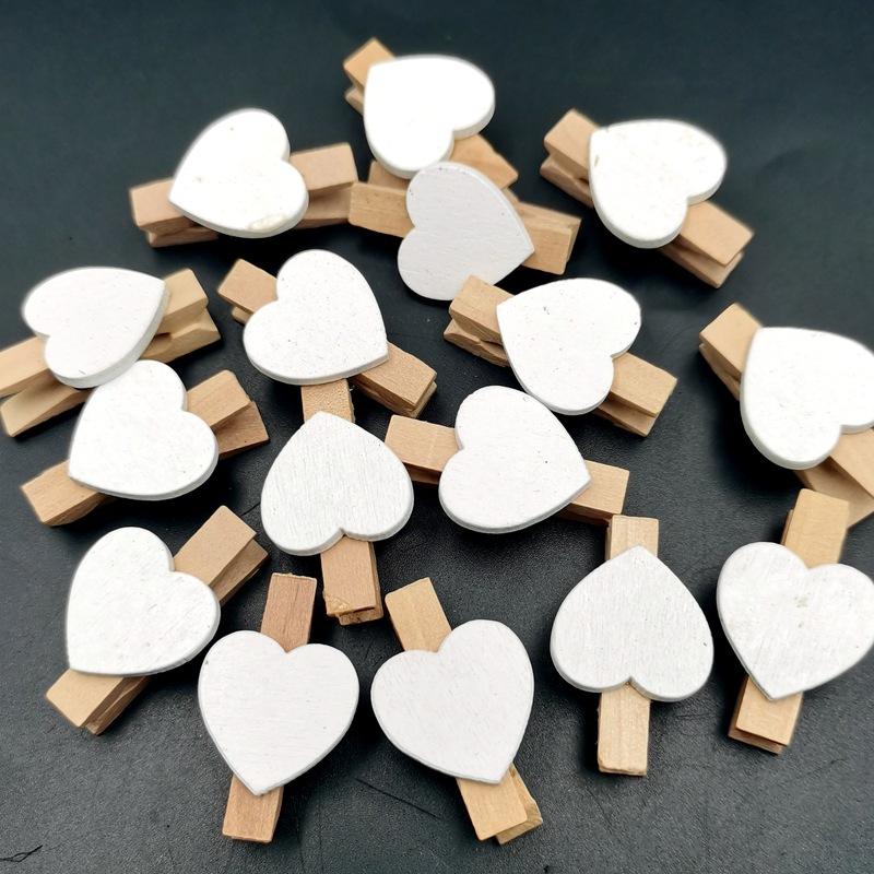Wooden Colored Love Wooden Clip Kindergarten Classroom Children S Handmade Heart-Shaped Diy Decorative Wooden Clip
