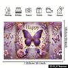 2D Elegant Purple Butterfly Floral Birthday Backdrop for Photoshoot